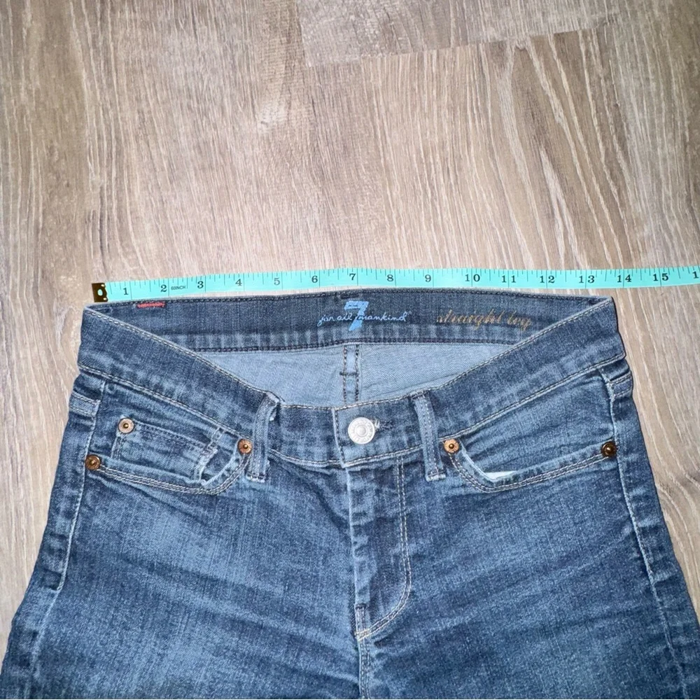7 For All Mankind 7FAM Dark Blue indigo Straight Leg Jeans 24 - Picture 9 of 11